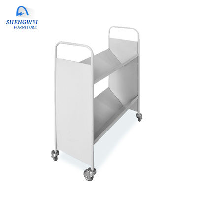 Steel Library Furniture Iron 2 หรือ 3 Tiers Metal Movable Book Cart