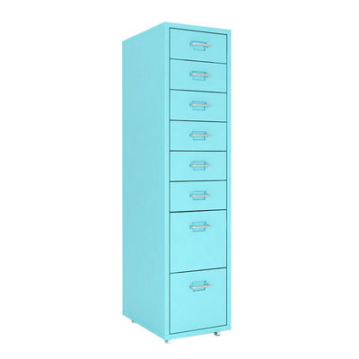White Storage Metal Organization ตู้เก็บเอกสารทรงแบน 8 ลิ้นชัก