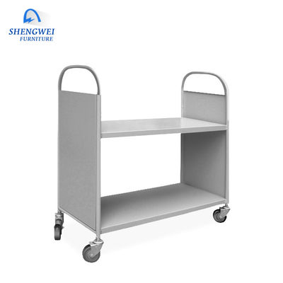Steel Library Furniture Iron 2 หรือ 3 Tiers Metal Movable Book Cart