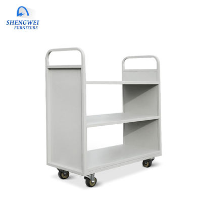 Steel Library Furniture Iron 2 หรือ 3 Tiers Metal Movable Book Cart