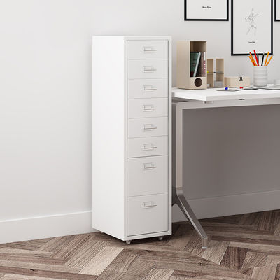 White Storage Metal Organization ตู้เก็บเอกสารทรงแบน 8 ลิ้นชัก