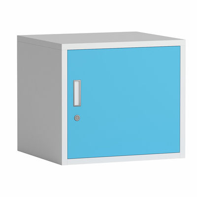 กล่องเก็บของ Cube สีเทาของ Metal Home School พร้อมกุญแจล็อคและชั้นวาง