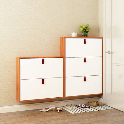 Tipping 2 ลิ้นชักชั้นวางรองเท้าแนวนอนออแกไนเซอร์จัดเก็บรองเท้าโลหะ Cabinet